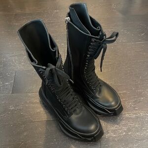 Rick Owens DRKSHDW black leather High Lace-Up Mod Military Boots IT 39 HTF